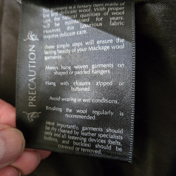 MACKAGE Wool/Cashmere/Leather Women's Black Button-Up Coat. Size Small - Picture 14 of 14